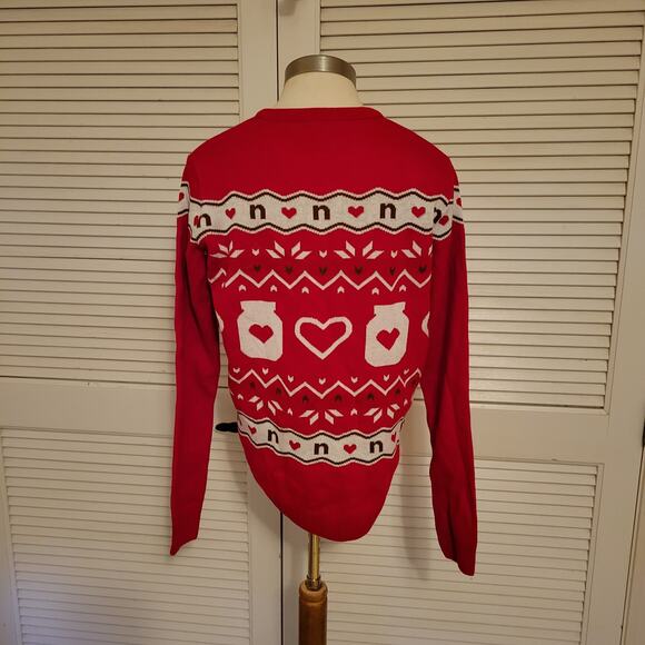 Nutella Holiday Sweater Unisex Medium Red Heart Jar Official Ugly Christmas - Picture 4 of 9